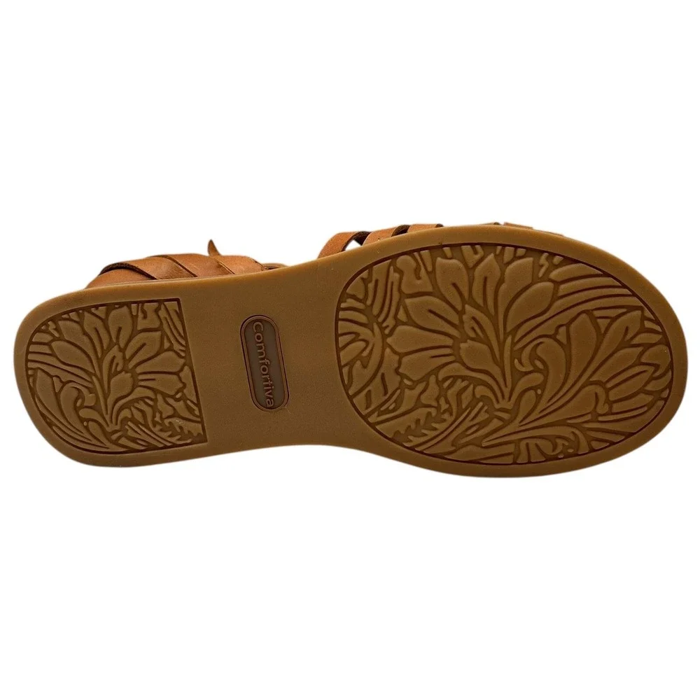 Comfortiva Marina Women's Leather Wedge Sandal‎ Size 8 Wide Brown Open Toe Shoes